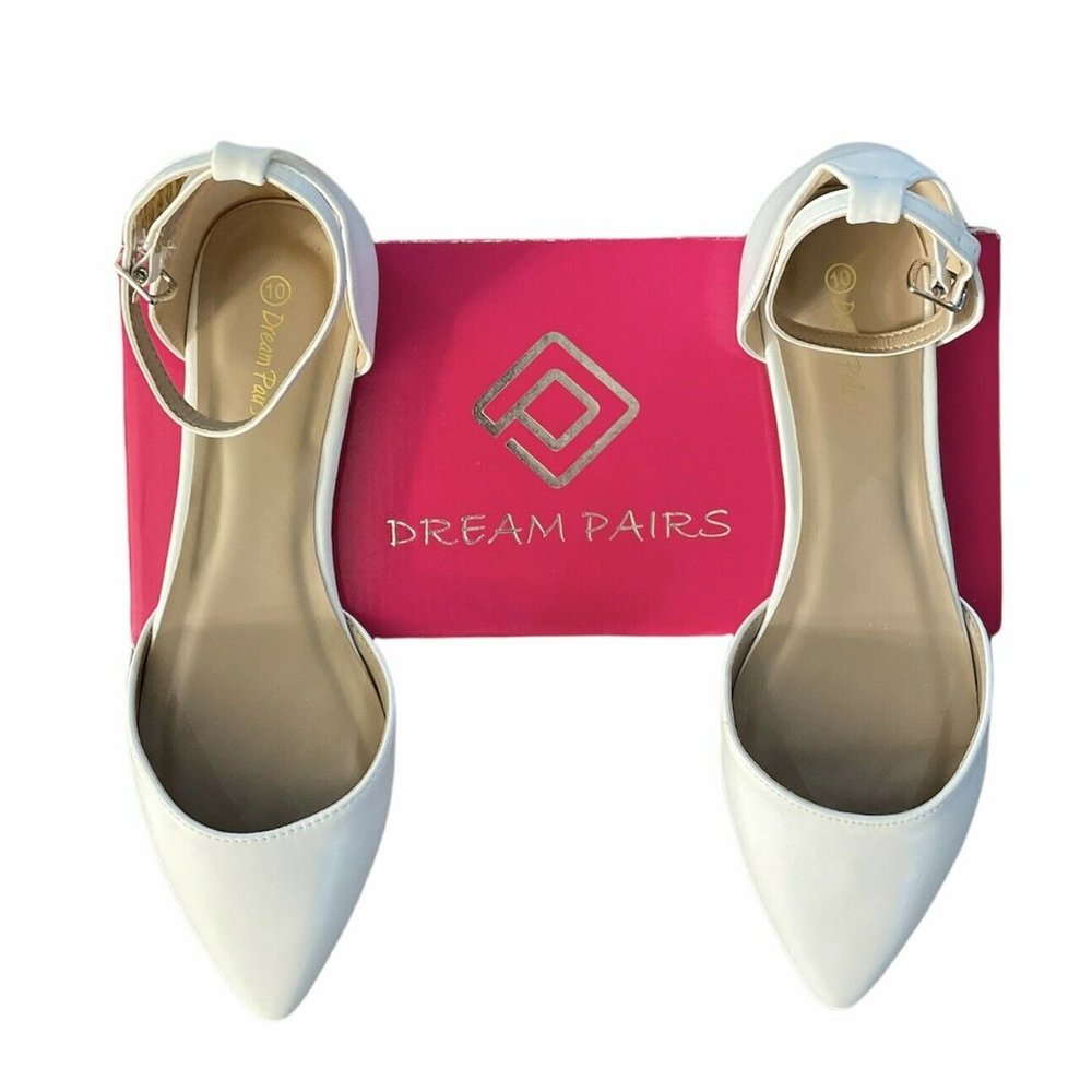 Dream Paris Flats Pointed Toe - White - Size 10